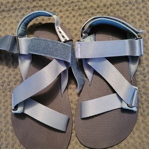 Gray and Blue Strappy Sandals